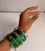 Peacock Green Jelly Bangles Set with Kashmiri Bangles