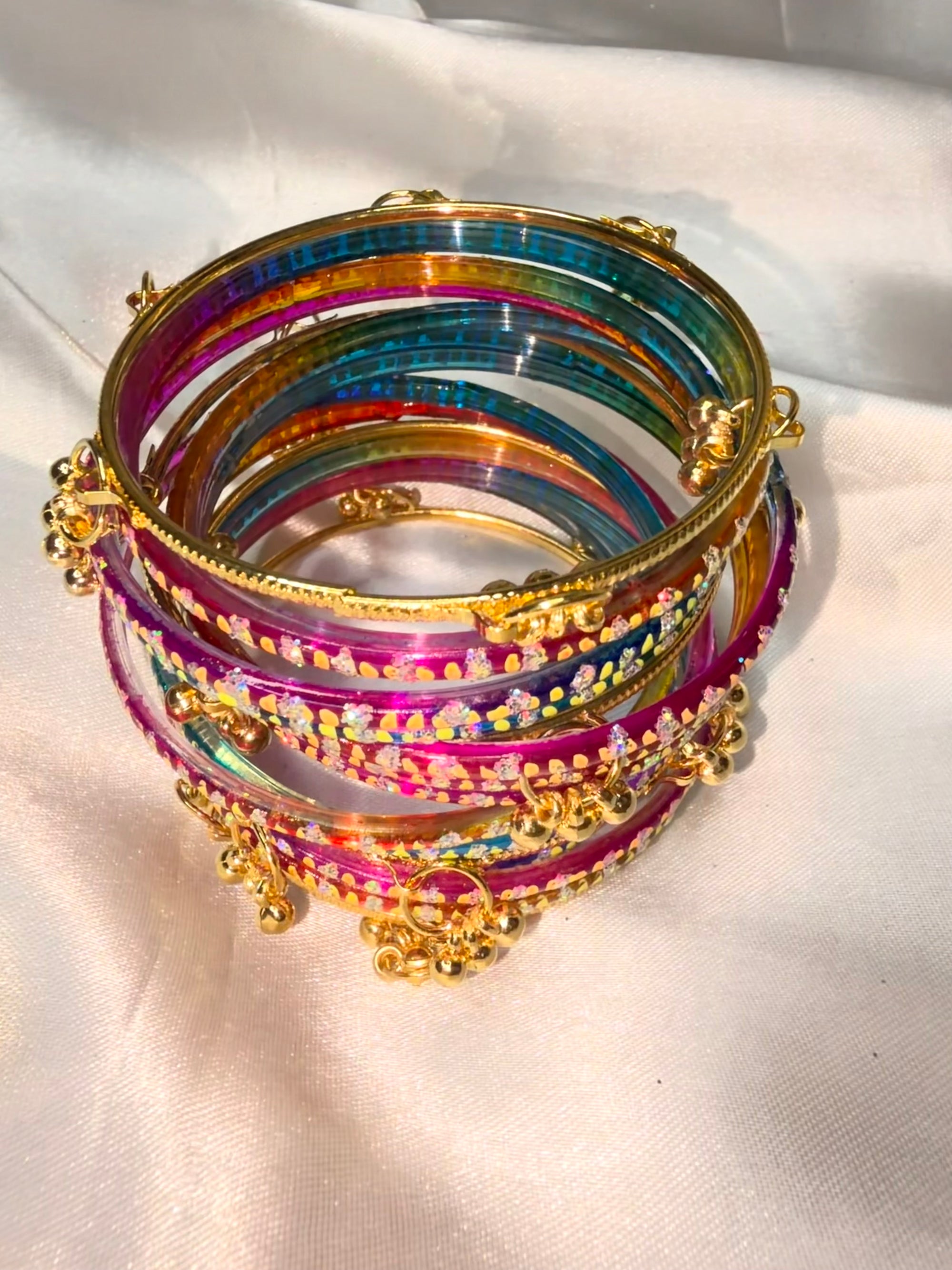 Kashmiri bangles with 12 multicoloured bangles