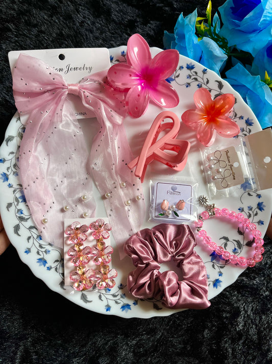 Pink Hair Accessories Gift Set