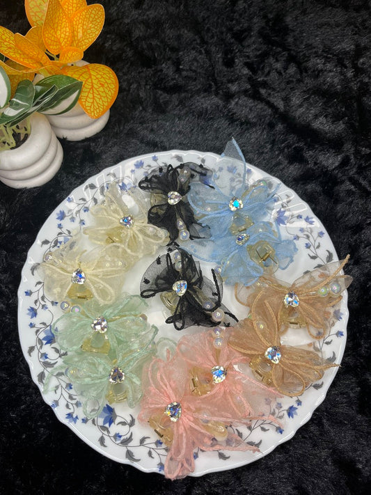 Matte Organza Bow Hair Claw Clip - Liwitan