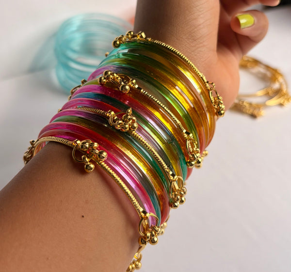 Multicolour Jelly Bangles with Kashmiri Charm Bangles