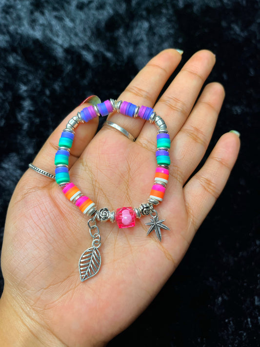 Colorful Heishi Beaded Charm Bracelet