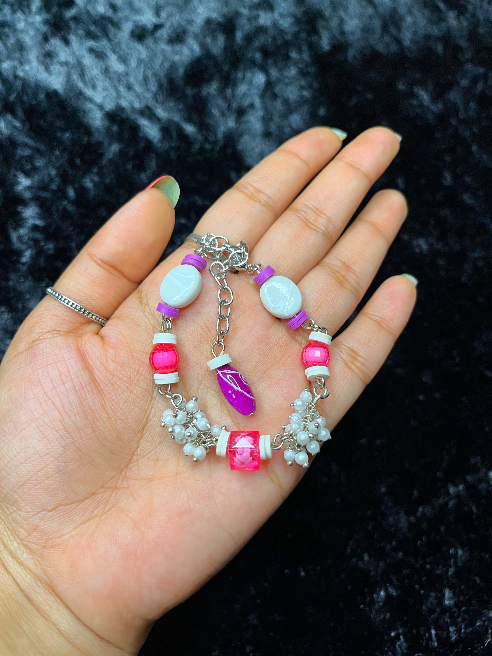 Colorful Beaded Charm Bracelet