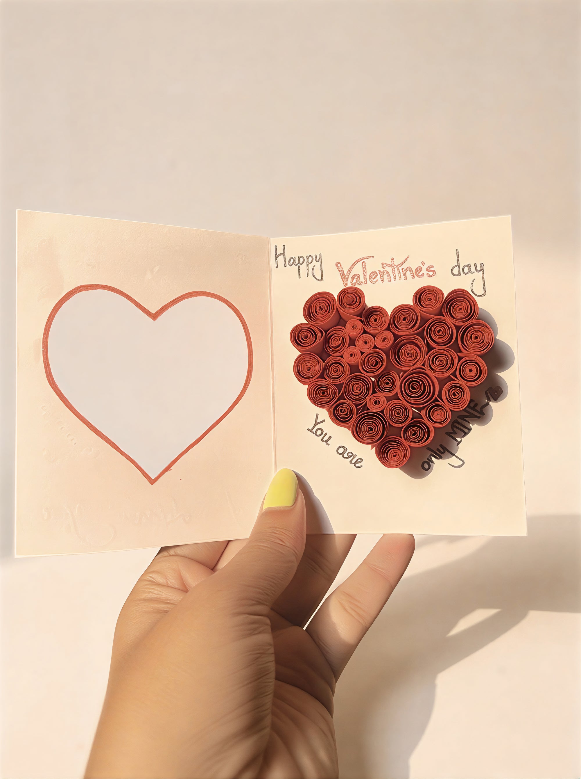 Handmade Valentine's Day Quilled Card