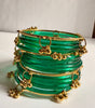 Peacock Green Jelly Bangles Set with Kashmiri Bangles