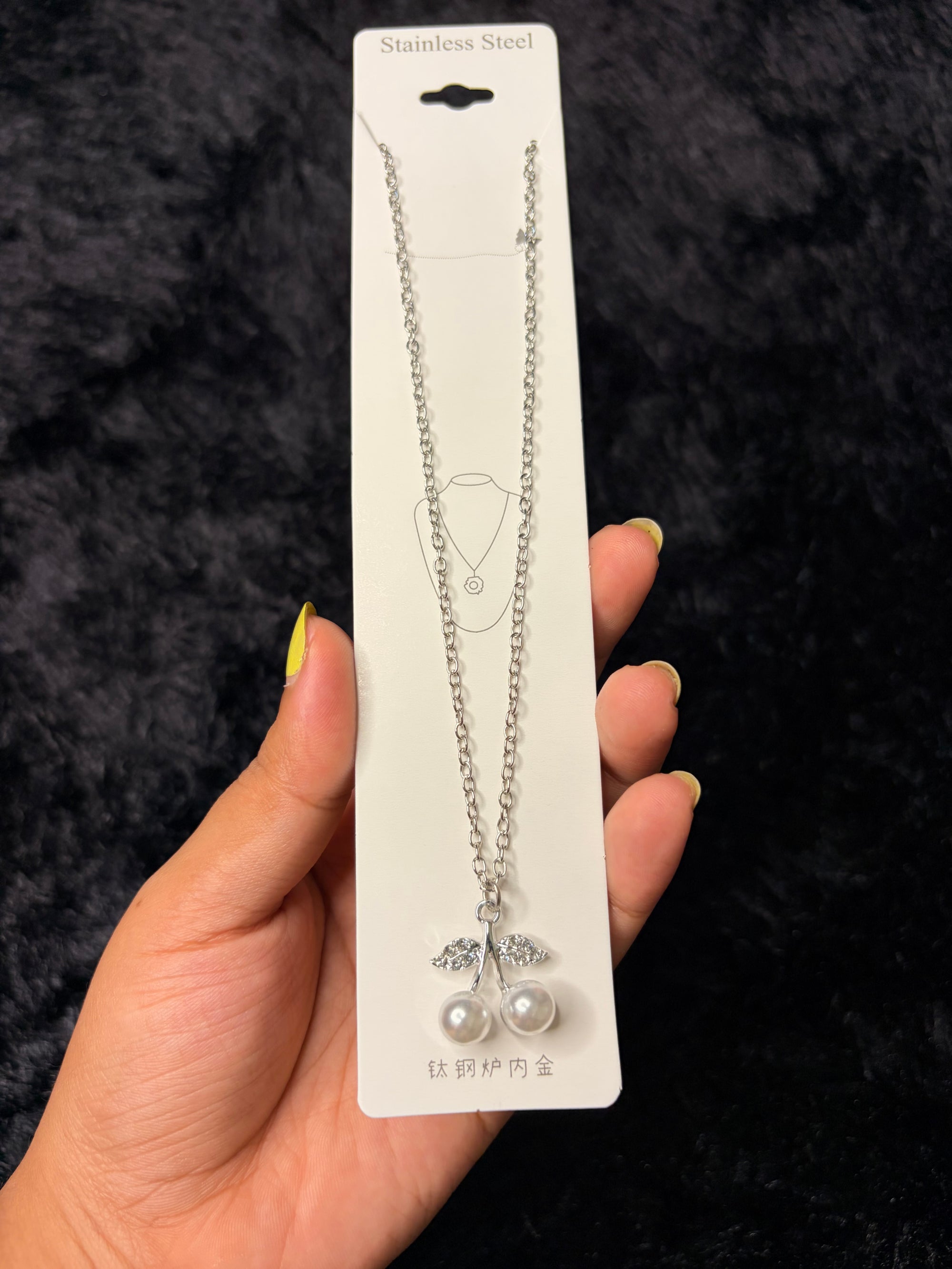 Elegant Pearl Cherry Pendant Necklace