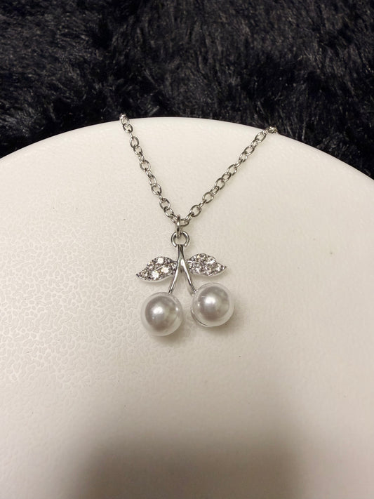 Elegant Pearl Cherry Pendant Necklace