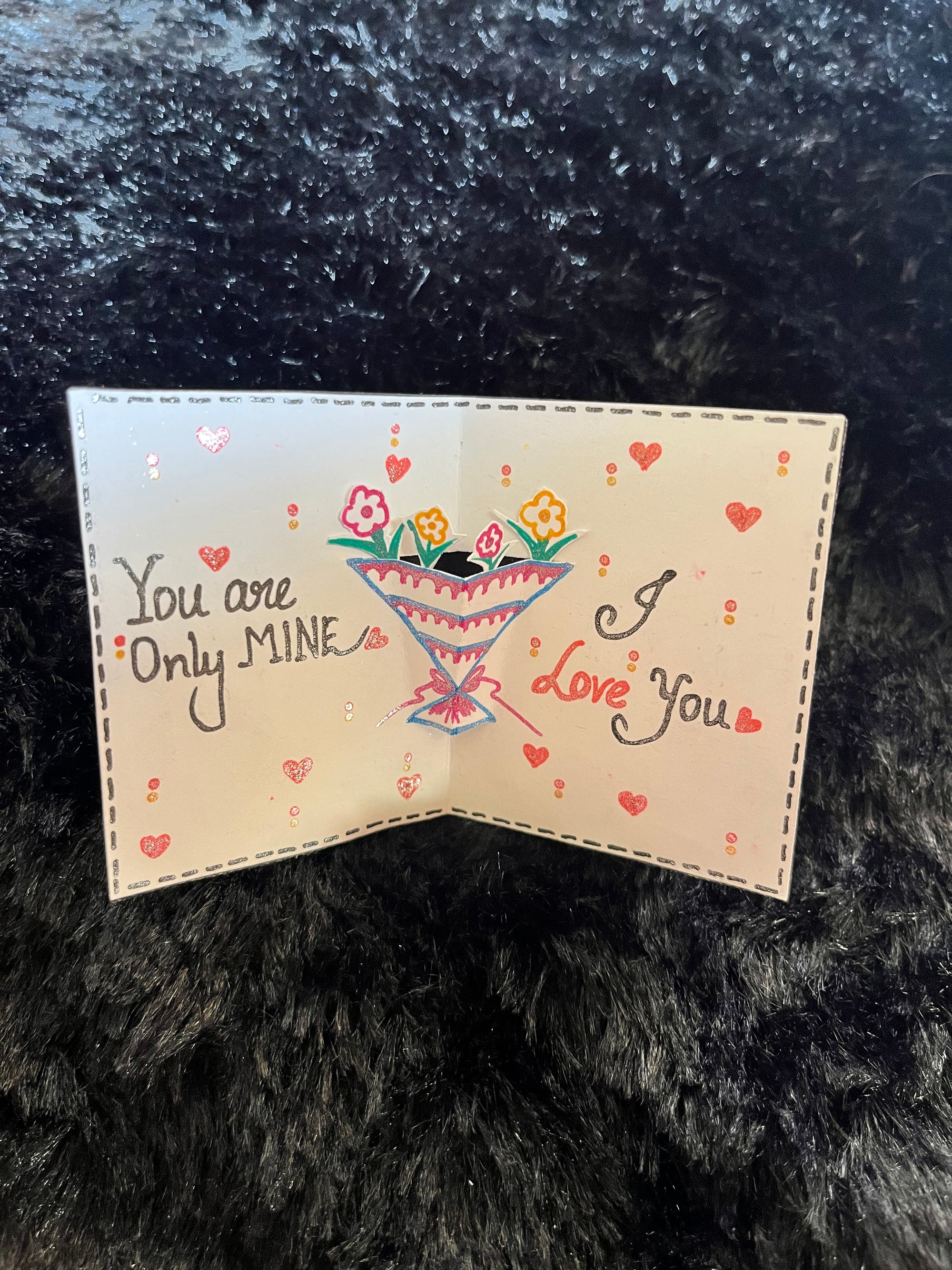 Handmade Romantic Love Card with Flower Bouquet Design
