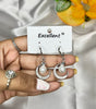 Celestial Moon and Pearl Dangle Hoop Earrings - Liwitan