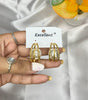 Textured Gold Caged Pearl Hoop Earrings - Liwitan