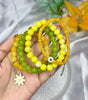 Green & Yellow Daisy Charm Bracelet Stack - Liwitan