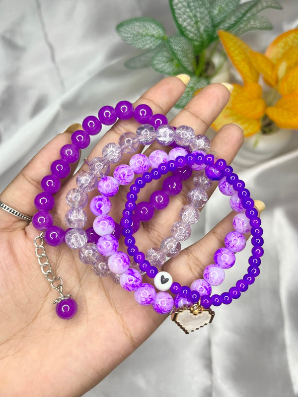 Purple & Lavender Beaded Bracelet Stack - Liwitan