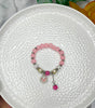 Pink Pearl & Butterfly Charm Elastic Bracelet - Liwitan