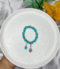 Aqua Blue Hamsa Charm Elastic Bracelet - Liwitan