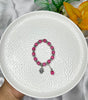 Fuchsia Beaded Hamsa Charm Elastic Bracelet - Liwitan