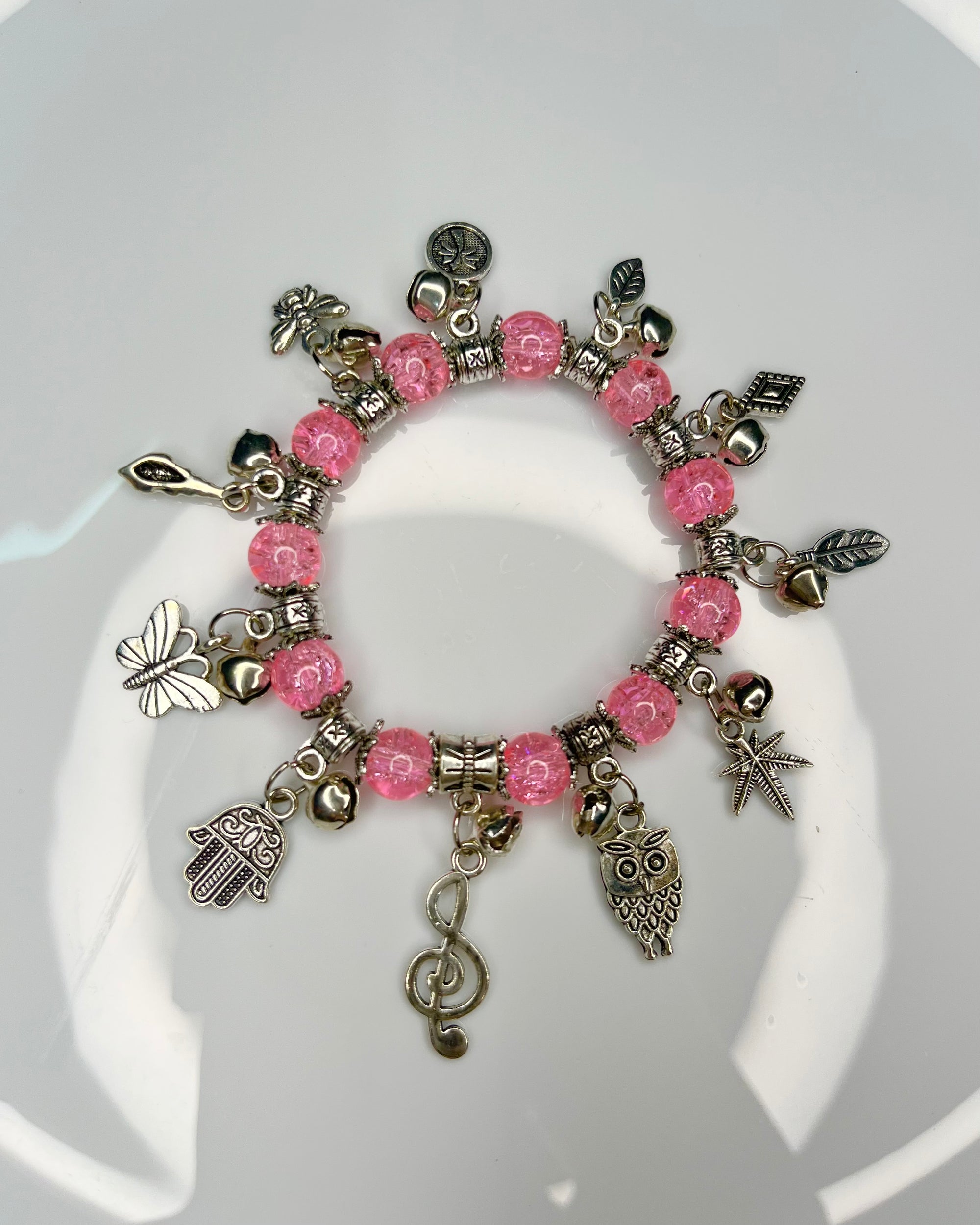 Charm Beaded Bracelet with Dangling Charms