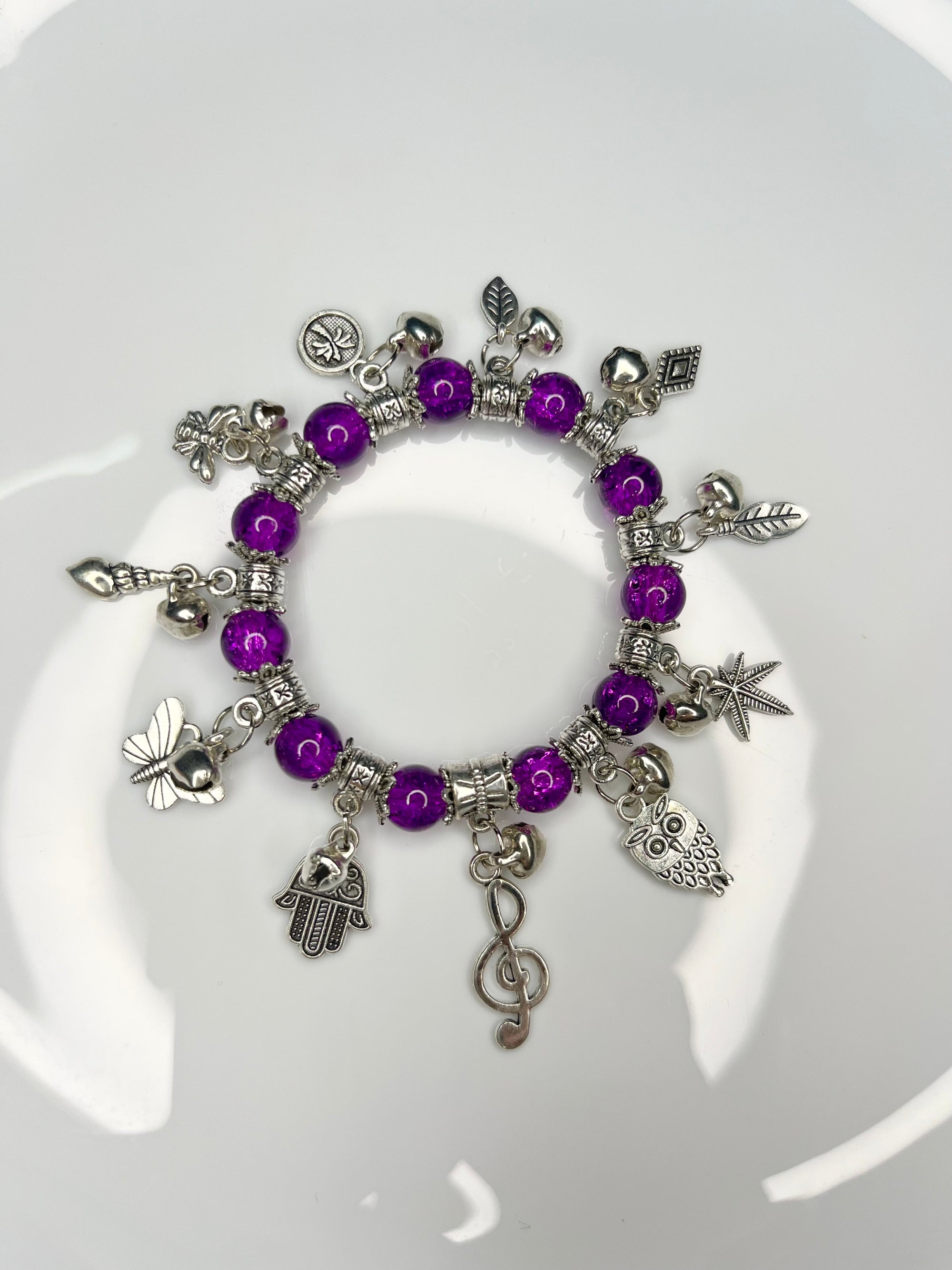 Charm Beaded Bracelet with Dangling Charms