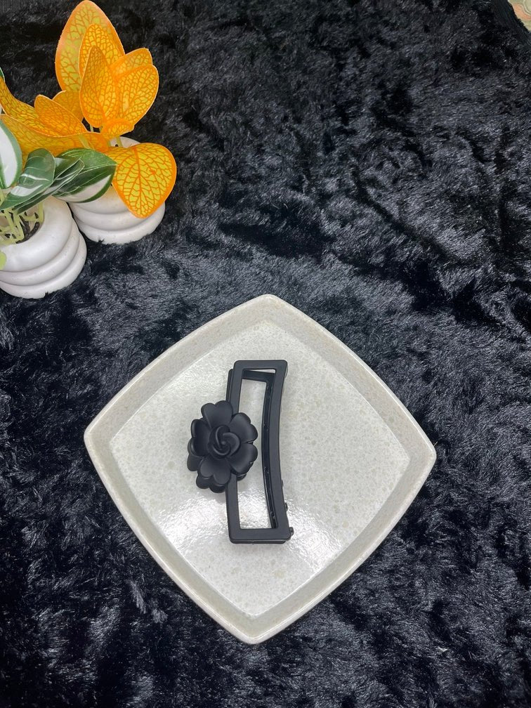 Matte Rectangle Flower Large Hair Claw - Liwitan